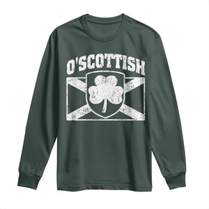 Irish-Scots Irish Scottish Long Sleeve Shirt O'Scottish Vintage Shamrock TS11 Dark Forest Green Print Your Wear