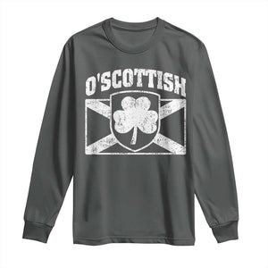 Irish-Scots Irish Scottish Long Sleeve Shirt O'Scottish Vintage Shamrock TS11 Dark Heather Print Your Wear