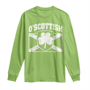 Irish-Scots Irish Scottish Long Sleeve Shirt O'Scottish Vintage Shamrock TS11 Lime Print Your Wear