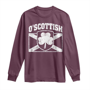 Irish-Scots Irish Scottish Long Sleeve Shirt O'Scottish Vintage Shamrock TS11 Maroon Print Your Wear