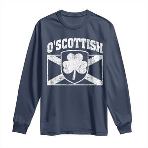 Irish-Scots Irish Scottish Long Sleeve Shirt O'Scottish Vintage Shamrock TS11 Navy Print Your Wear