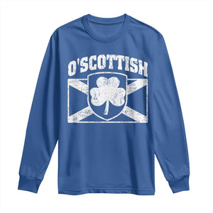 Irish-Scots Irish Scottish Long Sleeve Shirt O'Scottish Vintage Shamrock TS11 Royal Blue Print Your Wear