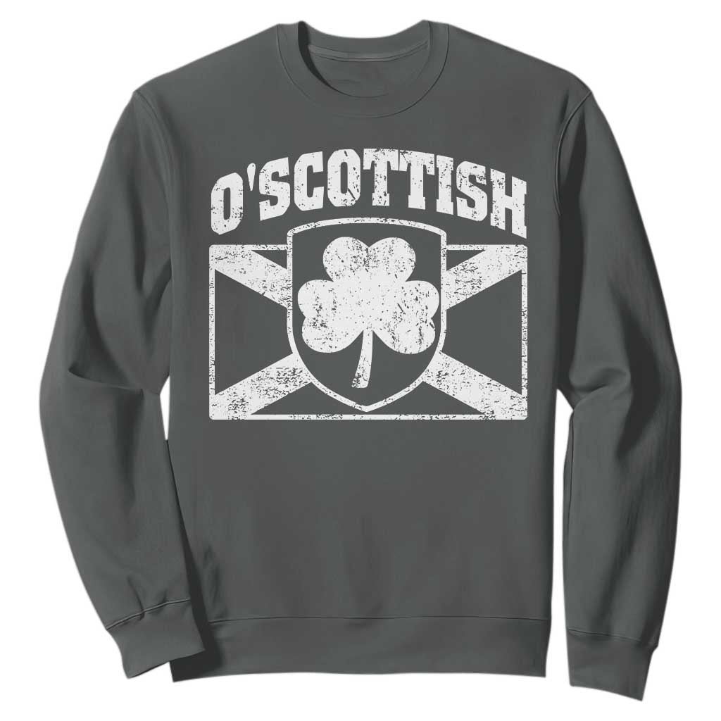 Irish-Scots Irish Scottish Sweatshirt O'Scottish Vintage Shamrock TS11 Dark Heather Print Your Wear