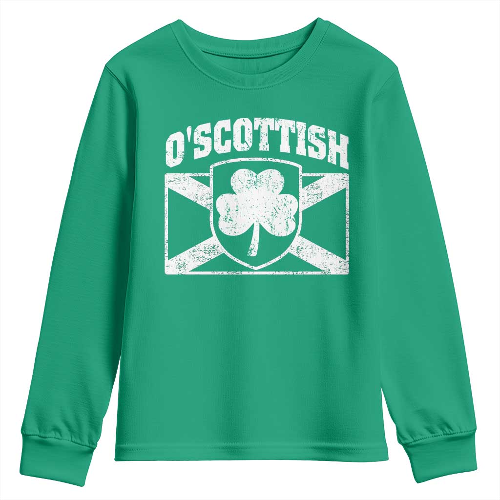 Irish-Scots Irish Scottish Youth Sweatshirt O'Scottish Vintage Shamrock TS11 Irish Green Print Your Wear