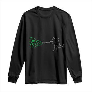 Funny St Patrick's Day Ice Hockey Shamrock Long Sleeve Shirt TS11 Black Print Your Wear