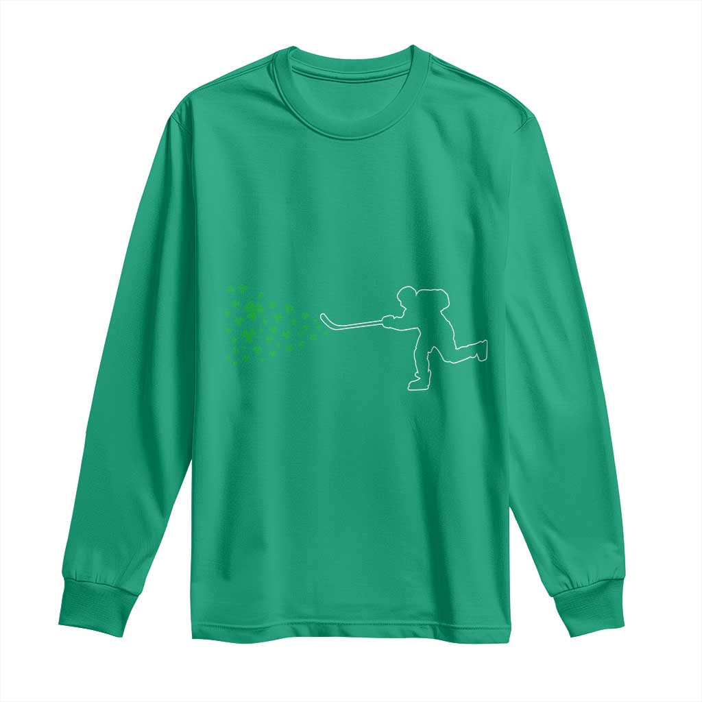 Funny St Patrick's Day Ice Hockey Shamrock Long Sleeve Shirt TS11 Irish Green Print Your Wear