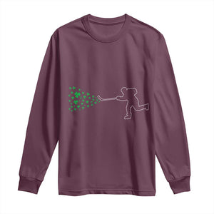 Funny St Patrick's Day Ice Hockey Shamrock Long Sleeve Shirt TS11 Maroon Print Your Wear