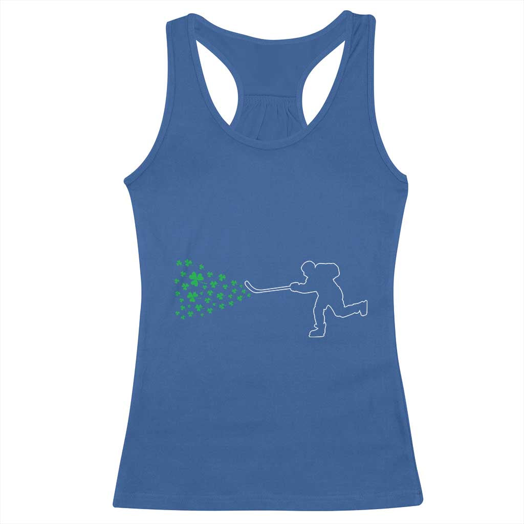 Funny St Patrick's Day Ice Hockey Shamrock Racerback Tank Top TS11 Royal Blue Print Your Wear