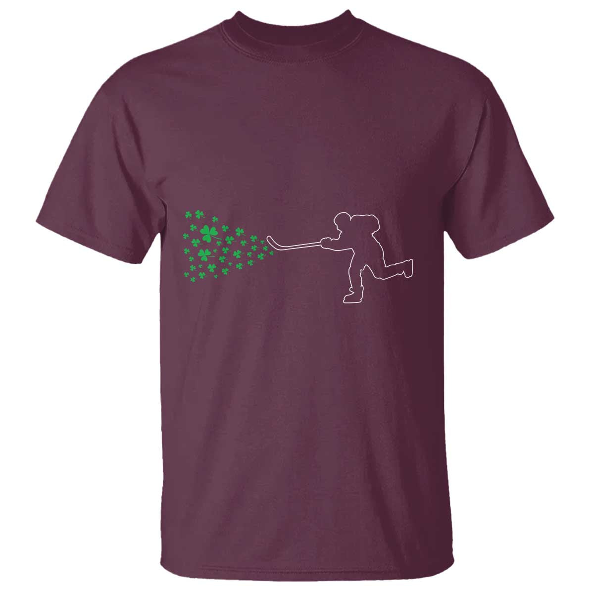 Funny St Patrick's Day Ice Hockey Shamrock T Shirt TS11 Maroon Print Your Wear