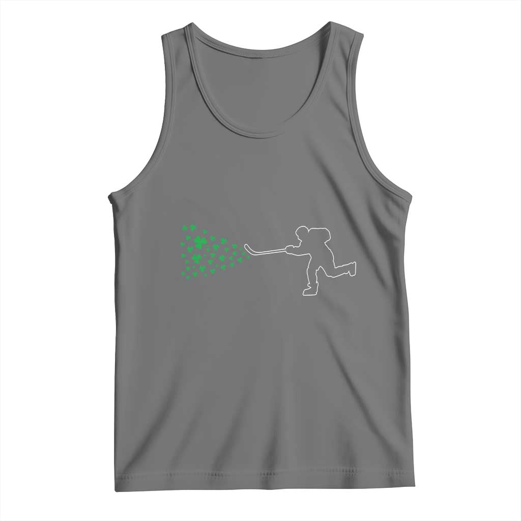 Funny St Patrick's Day Ice Hockey Shamrock Tank Top TS11 Black Heather Print Your Wear