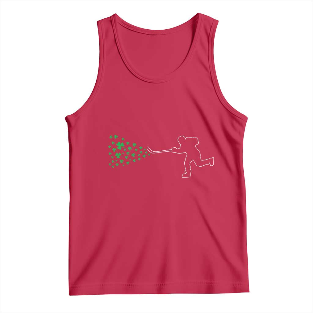 Funny St Patrick's Day Ice Hockey Shamrock Tank Top TS11 Red Print Your Wear