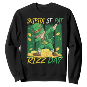 Funny Skibidi St Pat Rizz Day Sweatshirt Dabbing Leprechaun Shamrock Coin TS11 Black Print Your Wear
