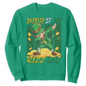 Funny Skibidi St Pat Rizz Day Sweatshirt Dabbing Leprechaun Shamrock Coin TS11 Irish Green Print Your Wear