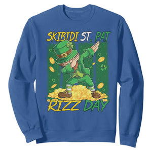 Funny Skibidi St Pat Rizz Day Sweatshirt Dabbing Leprechaun Shamrock Coin TS11 Royal Blue Print Your Wear