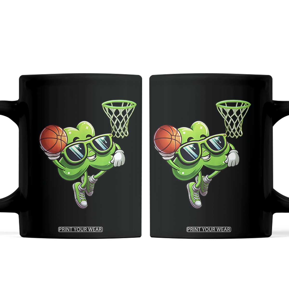 Funny St Patrick's Day Basketball Green Shamrock Coffee Mug TS11 Black Print Your Wear