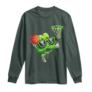 Funny St Patrick's Day Basketball Green Shamrock Long Sleeve Shirt TS11 Dark Forest Green Print Your Wear