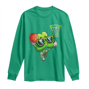 Funny St Patrick's Day Basketball Green Shamrock Long Sleeve Shirt TS11 Irish Green Print Your Wear