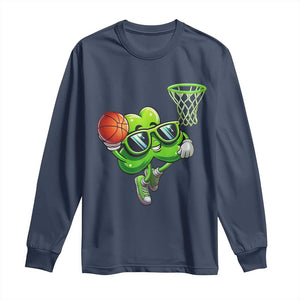 Funny St Patrick's Day Basketball Green Shamrock Long Sleeve Shirt TS11 Navy Print Your Wear