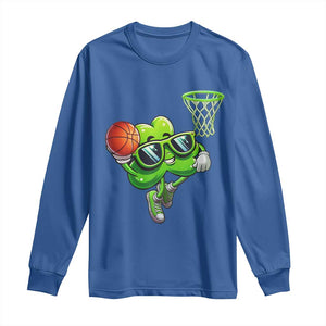 Funny St Patrick's Day Basketball Green Shamrock Long Sleeve Shirt TS11 Royal Blue Print Your Wear