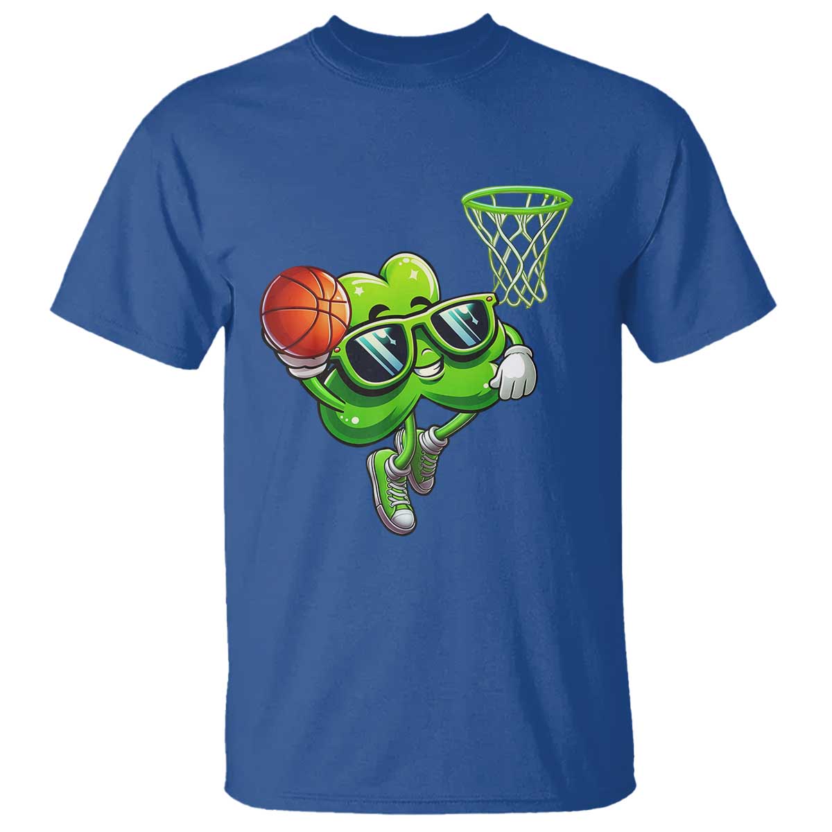 Funny St Patrick's Day Basketball Green Shamrock T Shirt TS11 Royal Blue Print Your Wear