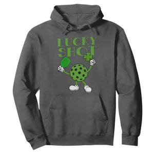 Funny St Patrick's Day Pickleball Lucky Shot Hoodie TS11 Dark Heather Print Your Wear
