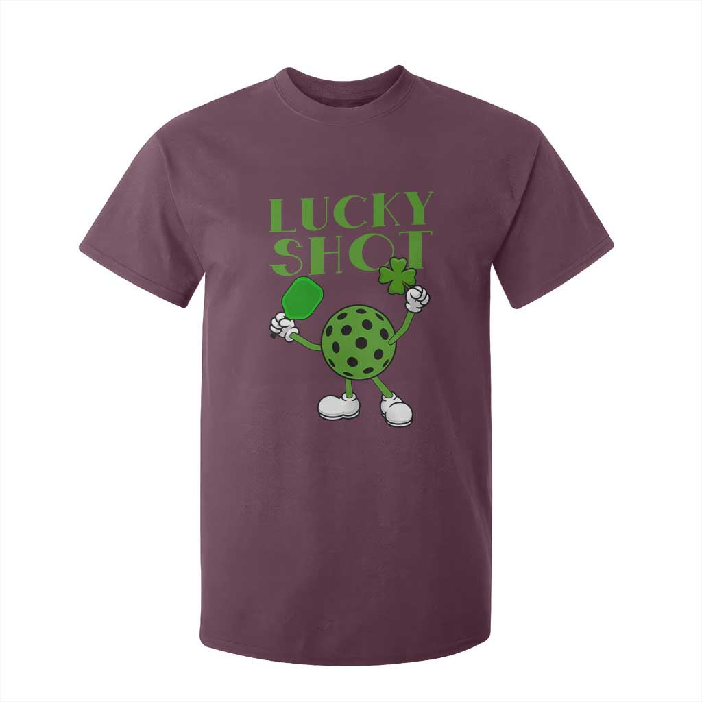 Funny St Patrick's Day Pickleball Lucky Shot T Shirt For Kid TS11 Maroon Print Your Wear