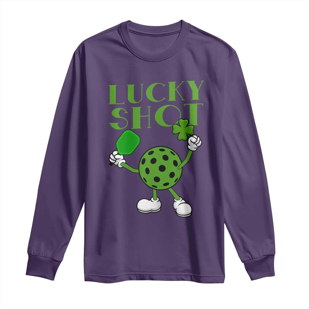Funny St Patrick's Day Pickleball Lucky Shot Long Sleeve Shirt TS11 Purple Print Your Wear