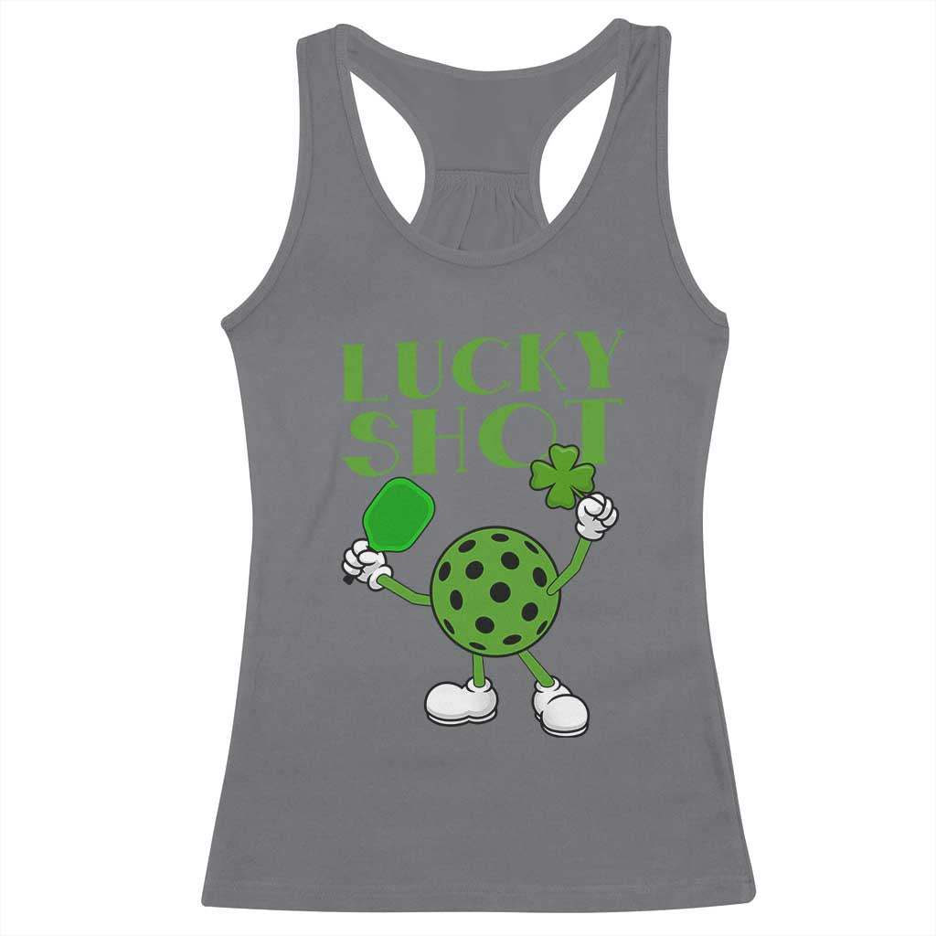 Funny St Patrick's Day Pickleball Lucky Shot Racerback Tank Top TS11 Charcoal Print Your Wear