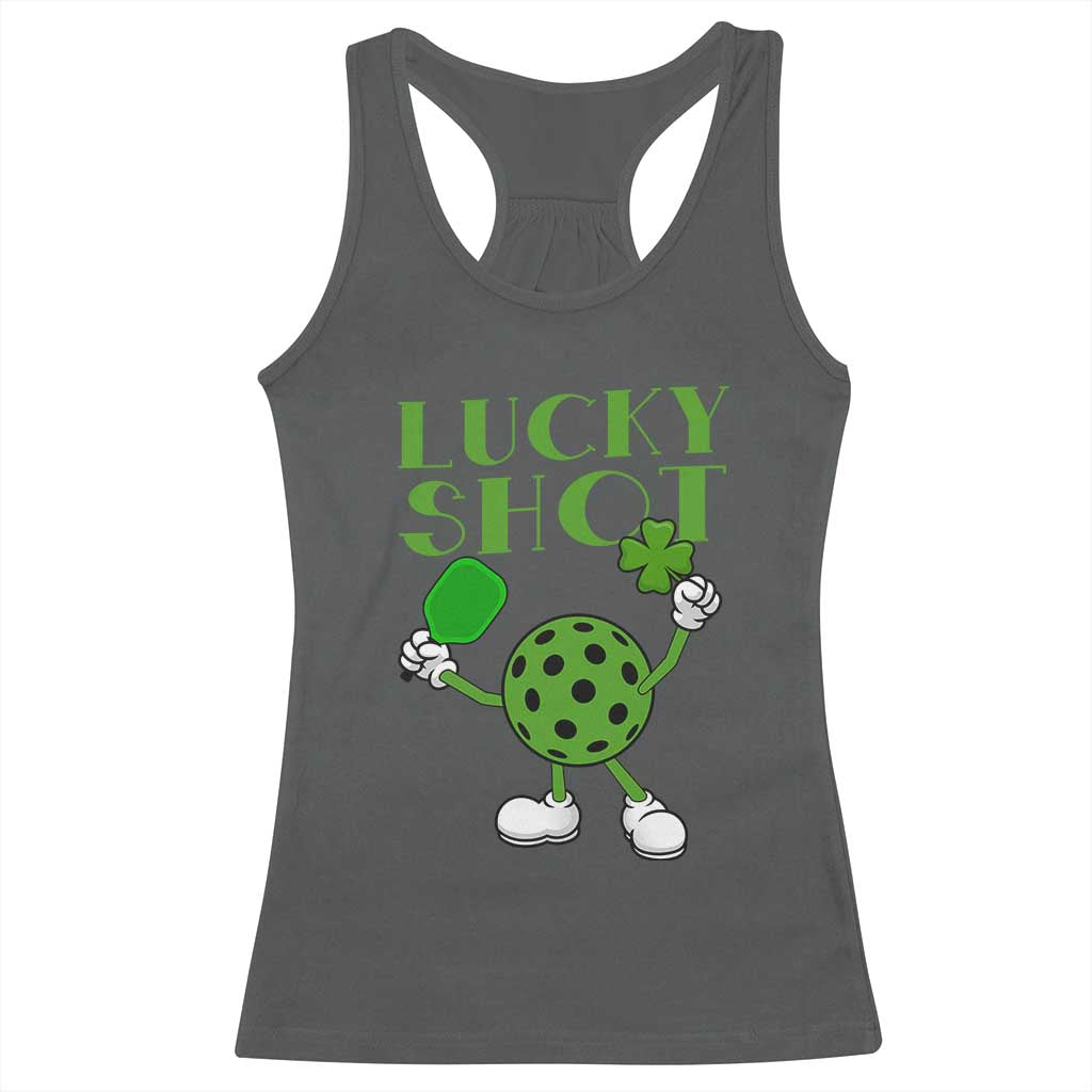 Funny St Patrick's Day Pickleball Lucky Shot Racerback Tank Top TS11 Dark Heather Print Your Wear