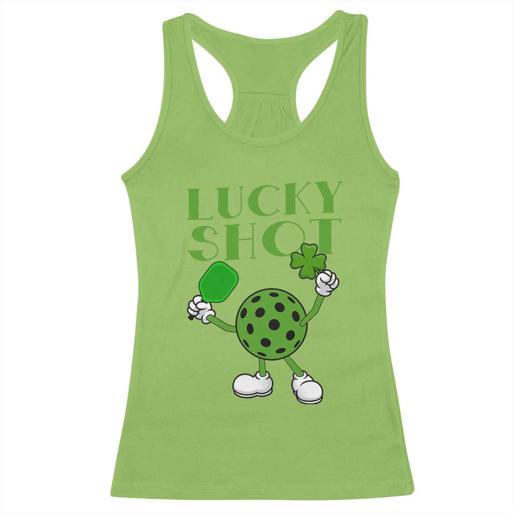 Funny St Patrick's Day Pickleball Lucky Shot Racerback Tank Top TS11 Lime Print Your Wear