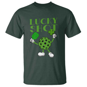 Funny St Patrick's Day Pickleball Lucky Shot T Shirt TS11 Dark Forest Green Print Your Wear