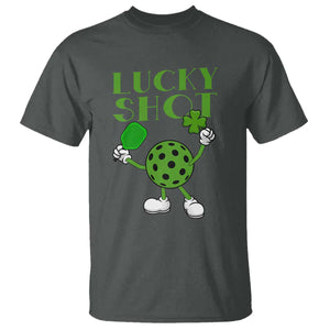 Funny St Patrick's Day Pickleball Lucky Shot T Shirt TS11 Dark Heather Print Your Wear