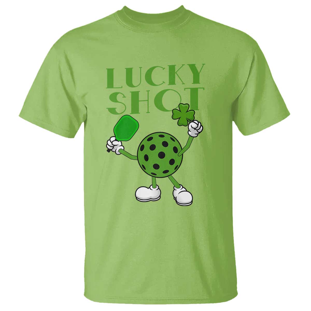 Funny St Patrick's Day Pickleball Lucky Shot T Shirt TS11 Lime Print Your Wear