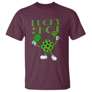 Funny St Patrick's Day Pickleball Lucky Shot T Shirt TS11 Maroon Print Your Wear