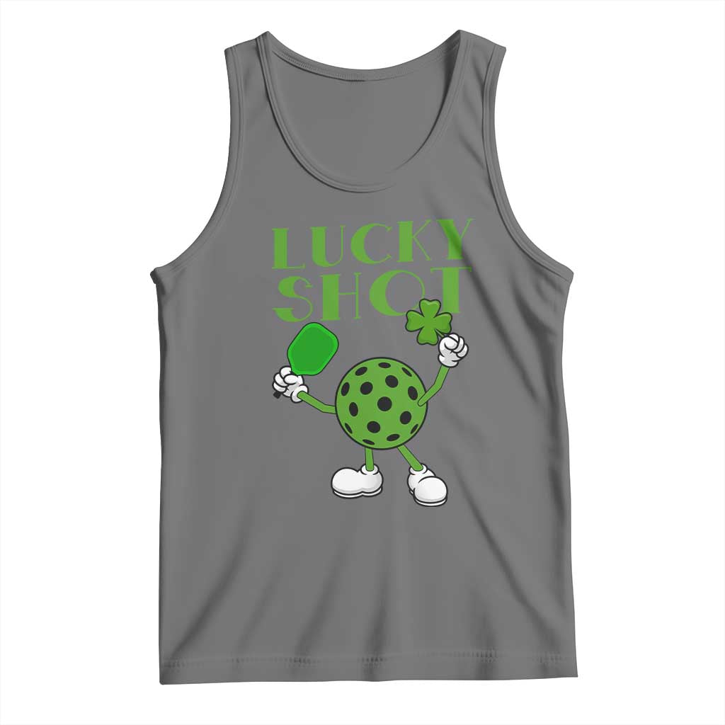 Funny St Patrick's Day Pickleball Lucky Shot Tank Top TS11 Black Heather Print Your Wear