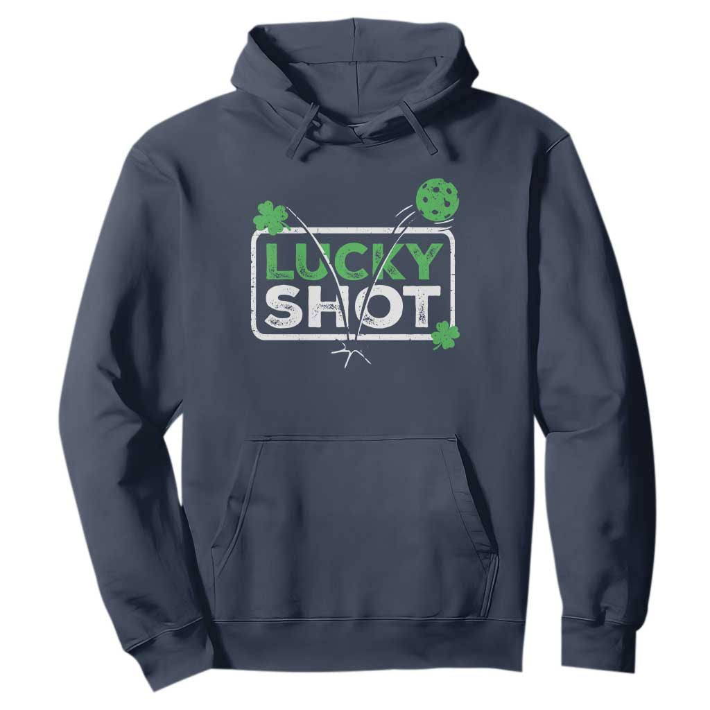 Funny St Patrick's Day Pickleball Hoodie Lucky Shot Shamrock TS11 Navy Print Your Wear