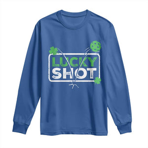 Funny St Patrick's Day Pickleball Long Sleeve Shirt Lucky Shot Shamrock TS11 Royal Blue Print Your Wear