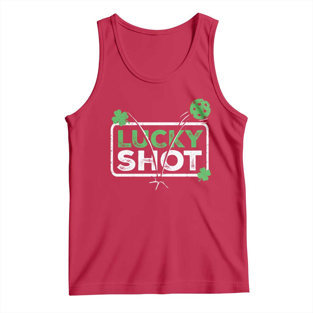 Funny St Patrick's Day Pickleball Tank Top Lucky Shot Shamrock TS11 Red Print Your Wear