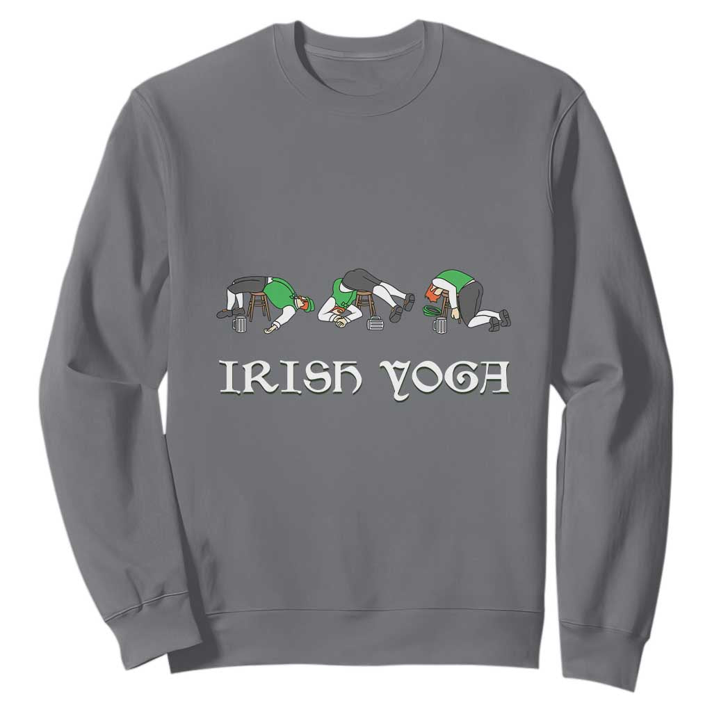 Funny St Patricks Day Beer Drinking Sweatshirt Irish Yoga Leprechaun Beer Mug TS11 Charcoal Print Your Wear