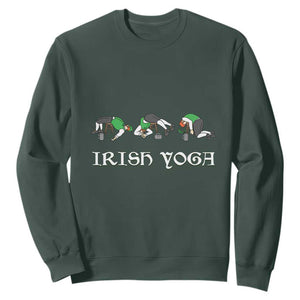 Funny St Patricks Day Beer Drinking Sweatshirt Irish Yoga Leprechaun Beer Mug TS11 Dark Forest Green Print Your Wear