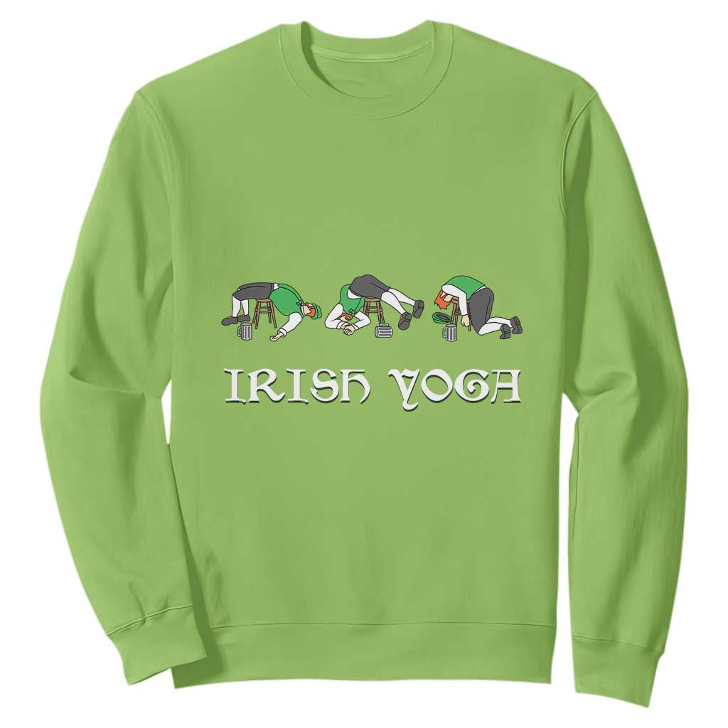 Funny St Patricks Day Beer Drinking Sweatshirt Irish Yoga Leprechaun Beer Mug TS11 Lime Print Your Wear
