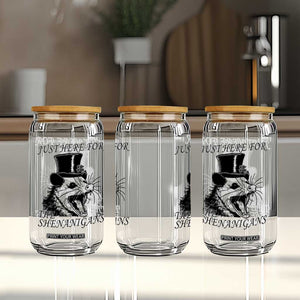 Funny St Patrick's Day Opossum Glass Can Just Here For The Shenanigans Shamrock TS11 Print Your Wear