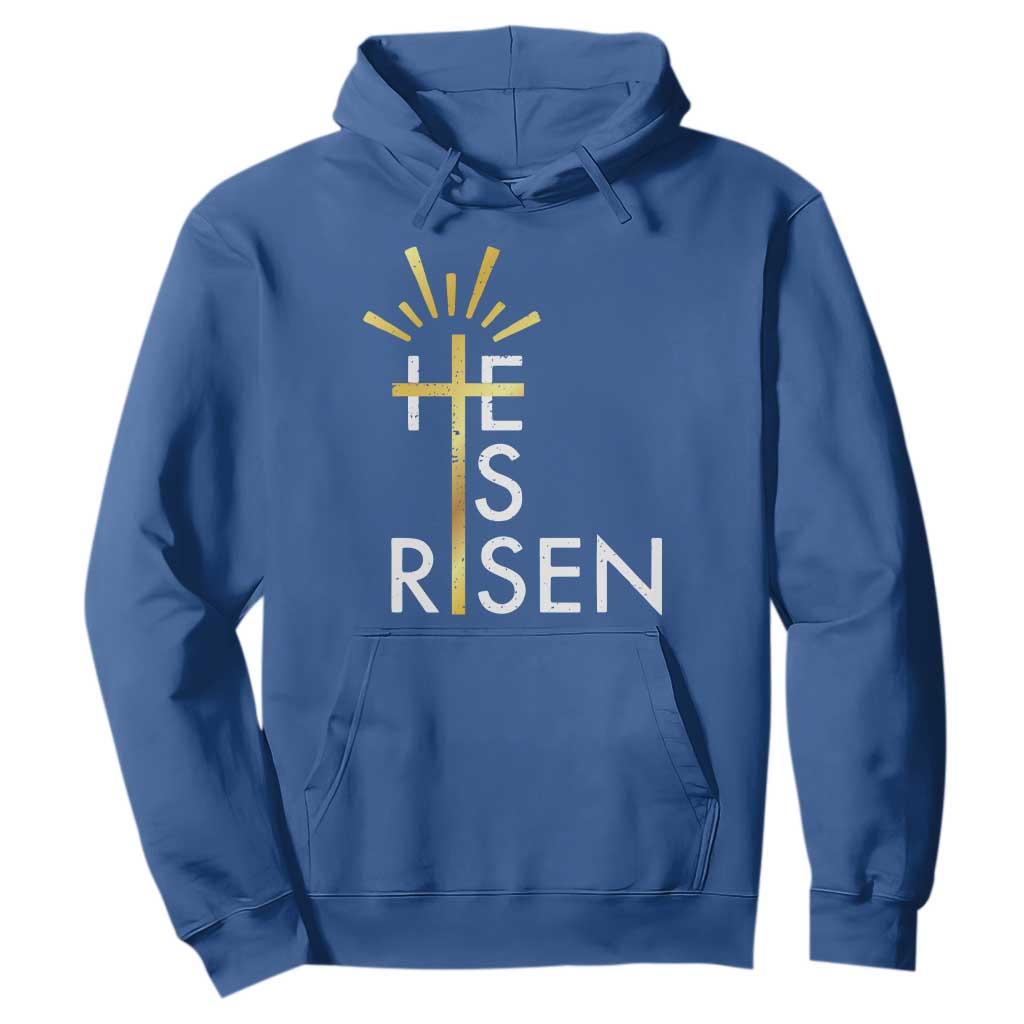 He Is Risen Hoodie Christian Easter Day Religious Bible Verse Cross TS11 Royal Blue Print Your Wear