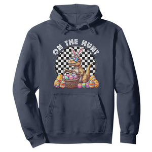Funny Easter Day Dinosaur Bunny Hoodie On The Hunt Egg Hunting TS11 Navy Print Your Wear
