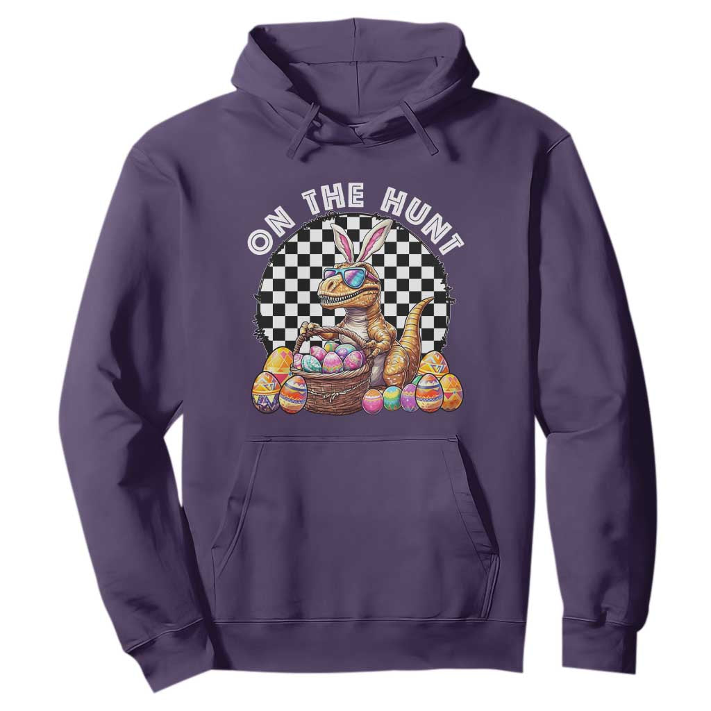 Funny Easter Day Dinosaur Bunny Hoodie On The Hunt Egg Hunting TS11 Purple Print Your Wear