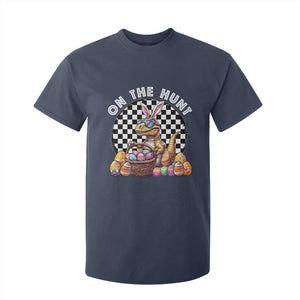 Funny Easter Day Dinosaur Bunny T Shirt For Kid On The Hunt Egg Hunting TS11 Navy Print Your Wear