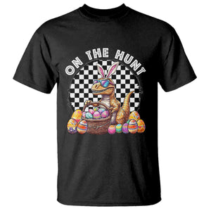 Funny Easter Day Dinosaur Bunny T Shirt On The Hunt Egg Hunting TS11 Black Print Your Wear