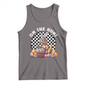 Funny Easter Day Dinosaur Bunny Tank Top On The Hunt Egg Hunting TS11 Deep Heather Print Your Wear