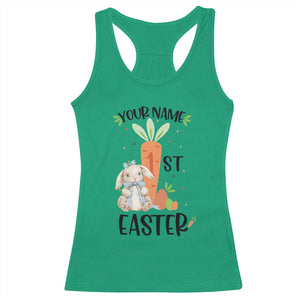Personalized Easter Day Racerback Tank Top Custom Text 1st Easter Cute Bunny Carrot TS11 Irish Green Print Your Wear