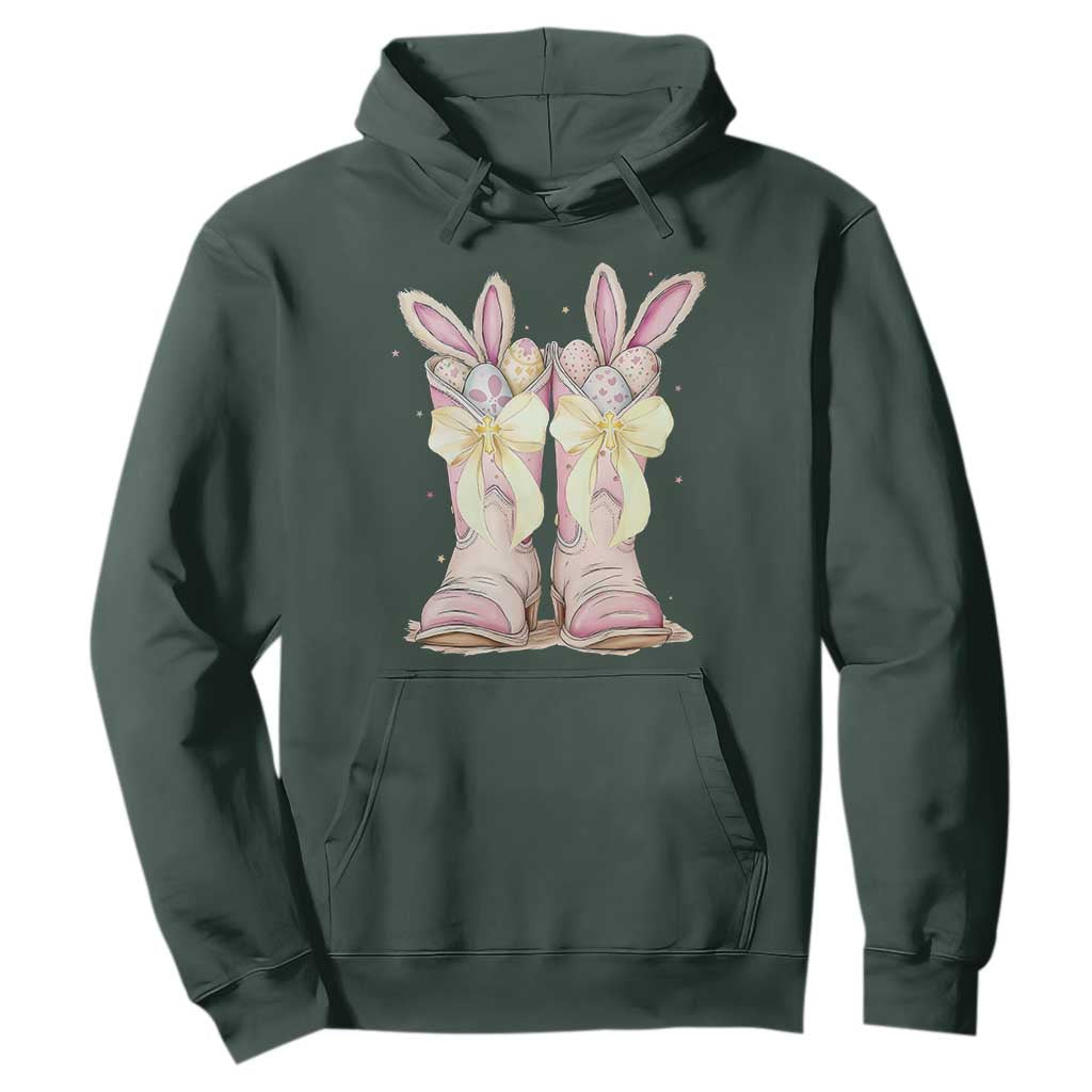 Funny Easter Day Cowgirl Egg Cowboy Boots Hoodie TS11 Dark Forest Green Print Your Wear